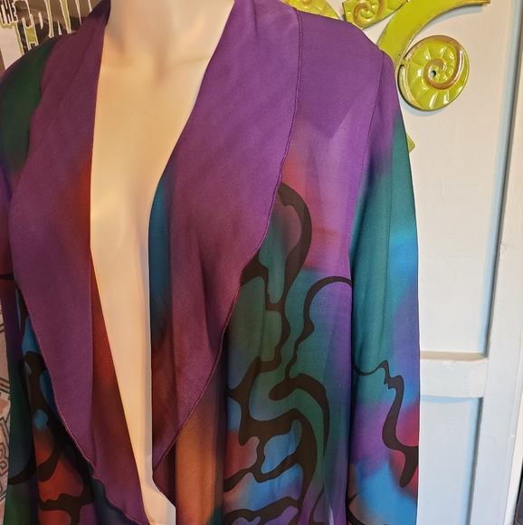 Gorgeous Wearable Art Stylized Open Front Kimono Jacket By Louise Blumberg ♥️ ✨️ - Picture 6 of 16
